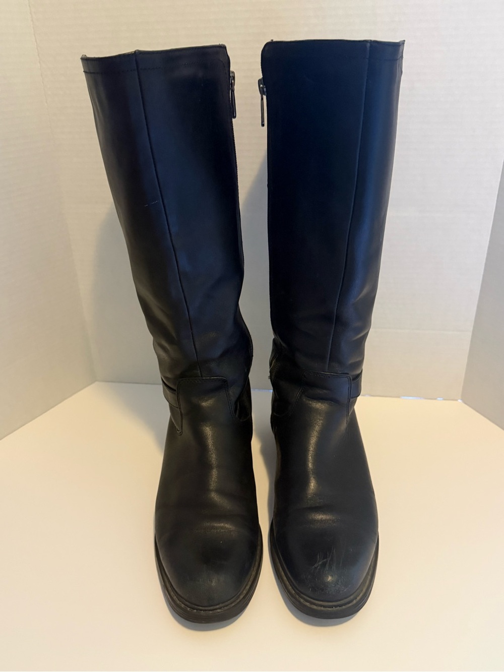 Denver Hayes Black Tall Leather Zip Boots